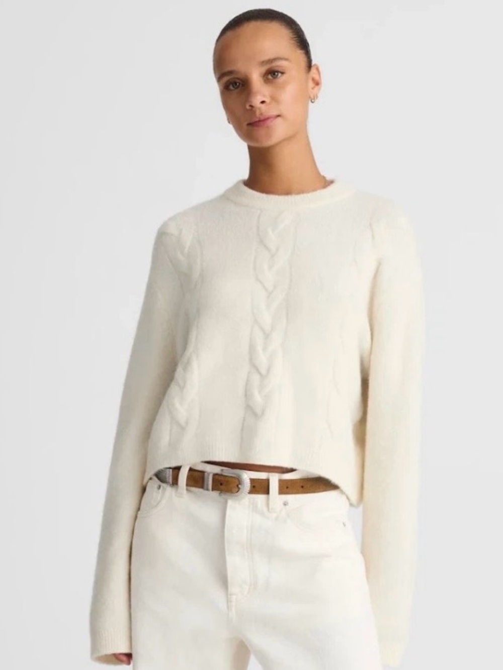 NWT! MADEWELL CloudSoft Drop-Shoulder Sweater Antique Cream Size Small NY468